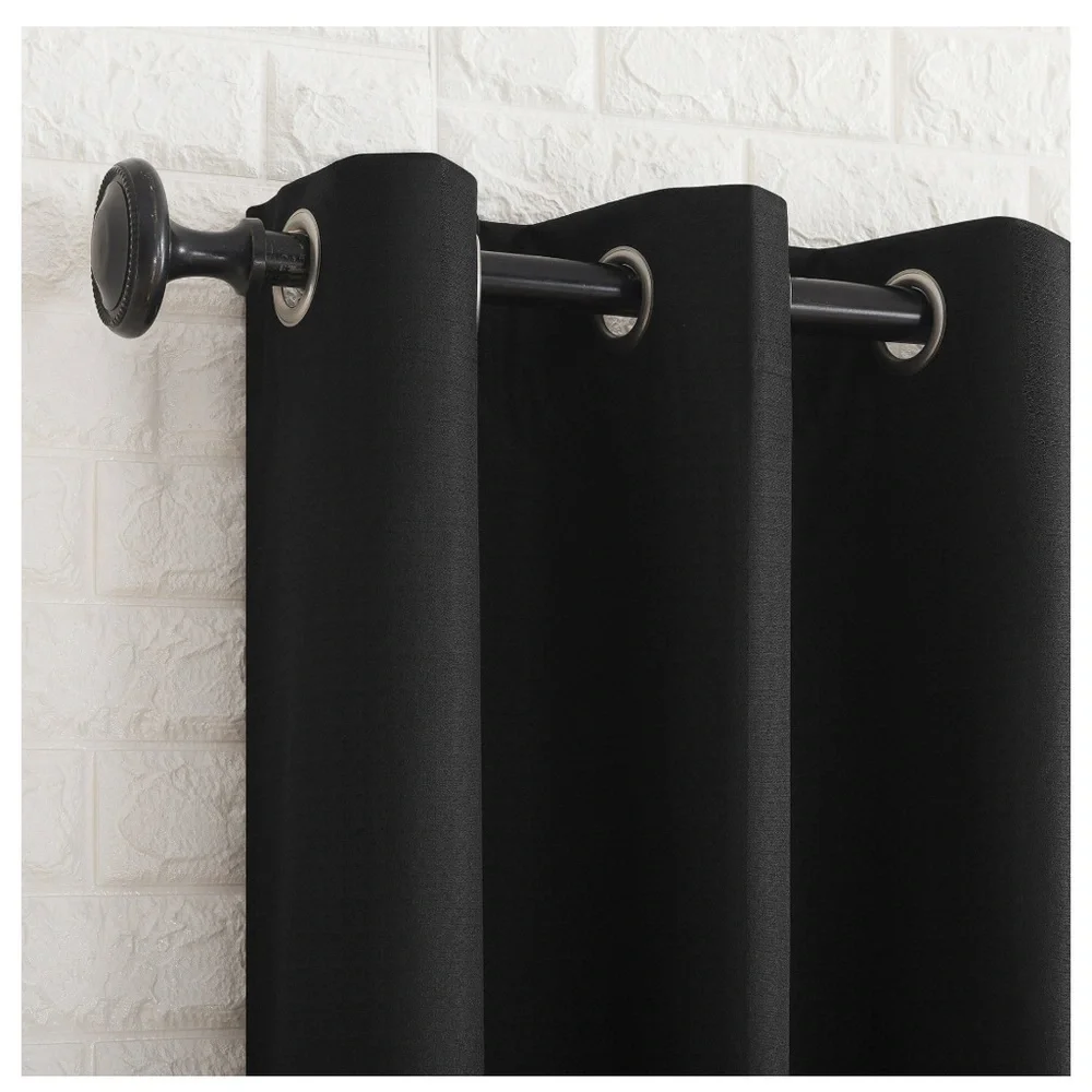 Sun Zero Arlo Textured Thermal Insulated Black Curtains 2-Pack 40” x 63”